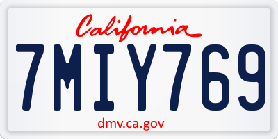 CA license plate 7MIY769