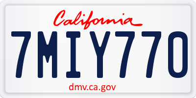 CA license plate 7MIY770