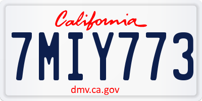 CA license plate 7MIY773