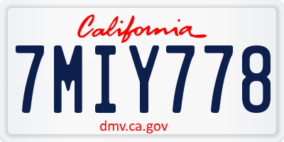 CA license plate 7MIY778