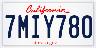 CA license plate 7MIY780