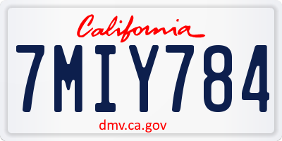 CA license plate 7MIY784