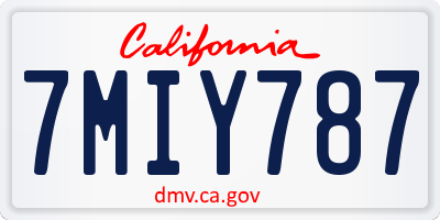 CA license plate 7MIY787