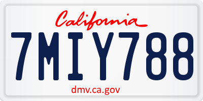 CA license plate 7MIY788