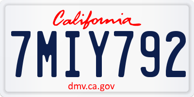 CA license plate 7MIY792