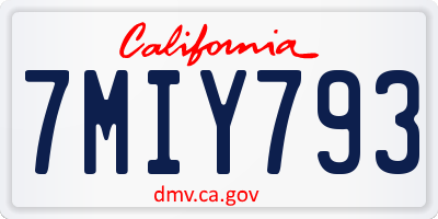 CA license plate 7MIY793