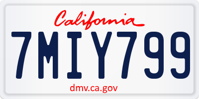 CA license plate 7MIY799