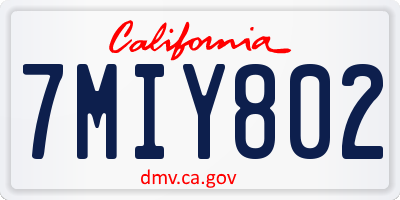 CA license plate 7MIY802