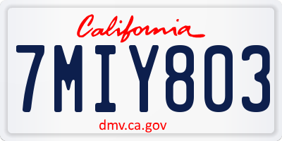 CA license plate 7MIY803