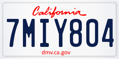 CA license plate 7MIY804