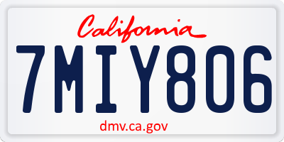 CA license plate 7MIY806