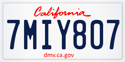 CA license plate 7MIY807