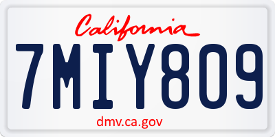 CA license plate 7MIY809
