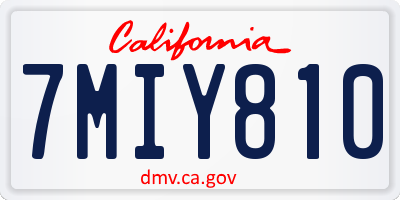 CA license plate 7MIY810