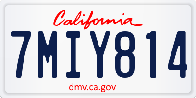 CA license plate 7MIY814