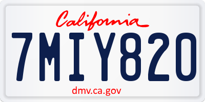 CA license plate 7MIY820