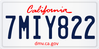 CA license plate 7MIY822