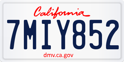 CA license plate 7MIY852