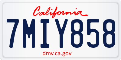 CA license plate 7MIY858