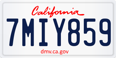 CA license plate 7MIY859