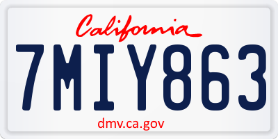 CA license plate 7MIY863