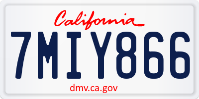 CA license plate 7MIY866