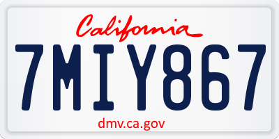 CA license plate 7MIY867