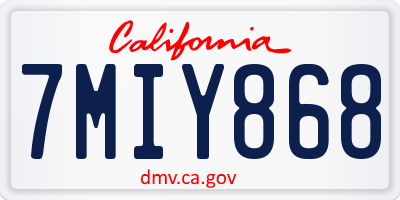 CA license plate 7MIY868