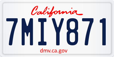 CA license plate 7MIY871