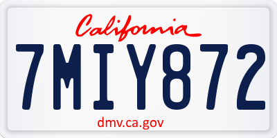 CA license plate 7MIY872