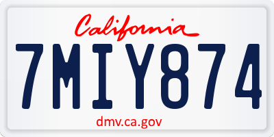 CA license plate 7MIY874