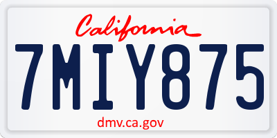 CA license plate 7MIY875