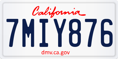 CA license plate 7MIY876