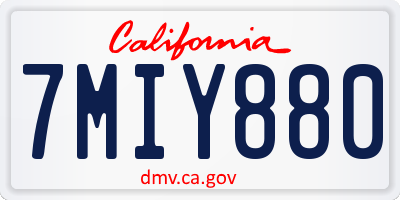 CA license plate 7MIY880