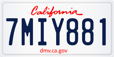 CA license plate 7MIY881