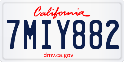 CA license plate 7MIY882