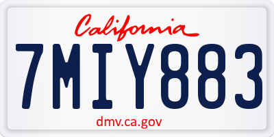 CA license plate 7MIY883