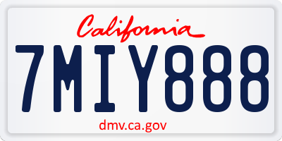 CA license plate 7MIY888
