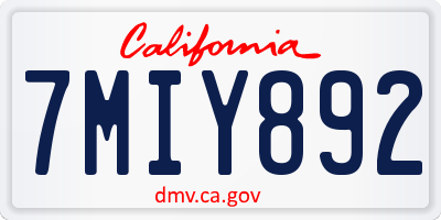 CA license plate 7MIY892