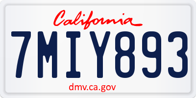 CA license plate 7MIY893