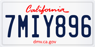 CA license plate 7MIY896