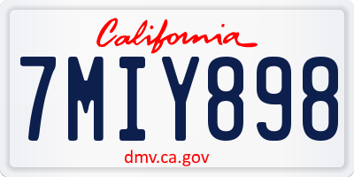 CA license plate 7MIY898