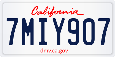 CA license plate 7MIY907