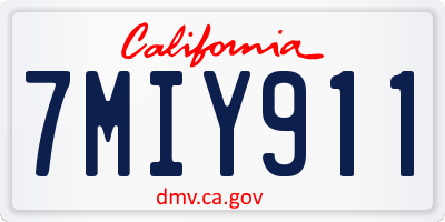 CA license plate 7MIY911