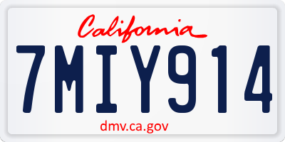 CA license plate 7MIY914