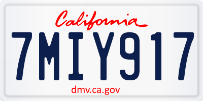 CA license plate 7MIY917