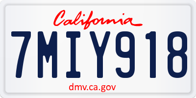 CA license plate 7MIY918