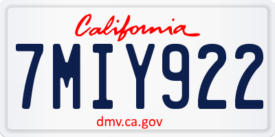 CA license plate 7MIY922
