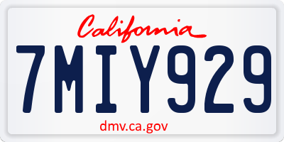 CA license plate 7MIY929