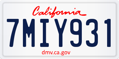 CA license plate 7MIY931
